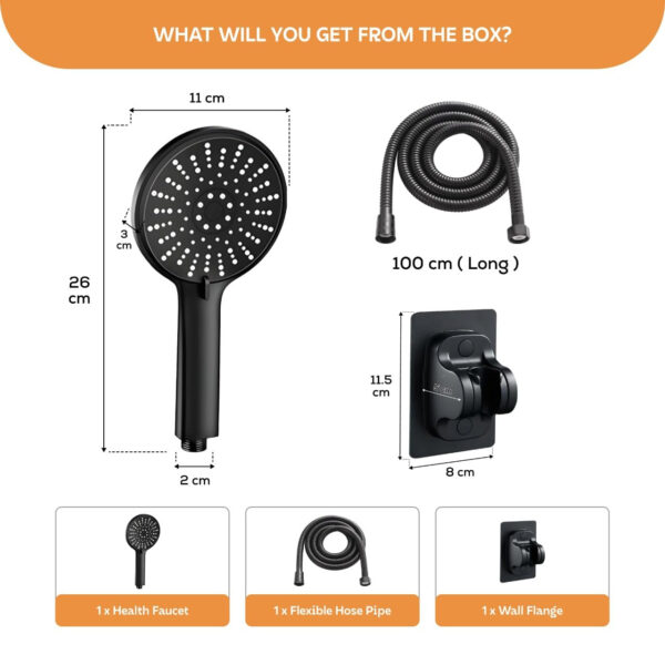 MIORAH Hand Shower set for Bath | Sawer Bathroom Set | Shower Head for Bathroom | Handheld Shower | 5 Modes High Pressure ABS Sawar Head, 9 Inch - Image 2