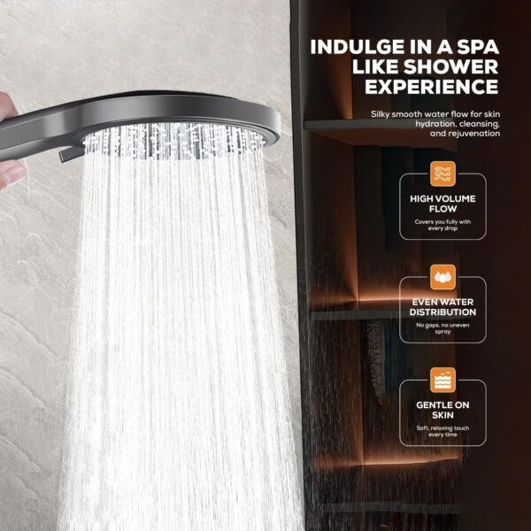 MIORAH Hand Shower set for Bath | Sawer Bathroom Set | Shower Head for Bathroom | Handheld Shower | 5 Modes High Pressure ABS Sawar Head, 9 Inch - Image 6