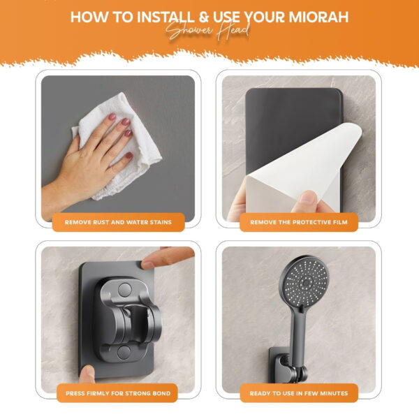 MIORAH Hand Shower set for Bath | Sawer Bathroom Set | Shower Head for Bathroom | Handheld Shower | 5 Modes High Pressure ABS Sawar Head, 9 Inch - Image 8