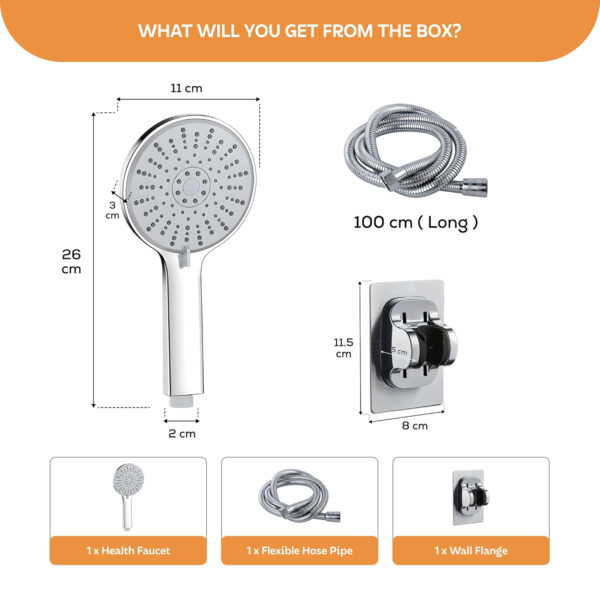 MIORAH Hand Shower set for Bath | Sawer Bathroom Set | Shower Head for Bathroom | Handheld Shower | 5 Modes High Pressure ABS Sawar Head, 9 Inch - Image 10