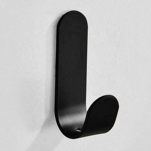 MIORAH Strong Adhesive Carbon Steel Wall Hook for Bathroom and Kitchen | Seamless Clothes Hanger Hook for Door and Wall Mounting | Reusable Behind-The-Door Holder – Black, Pack of 5