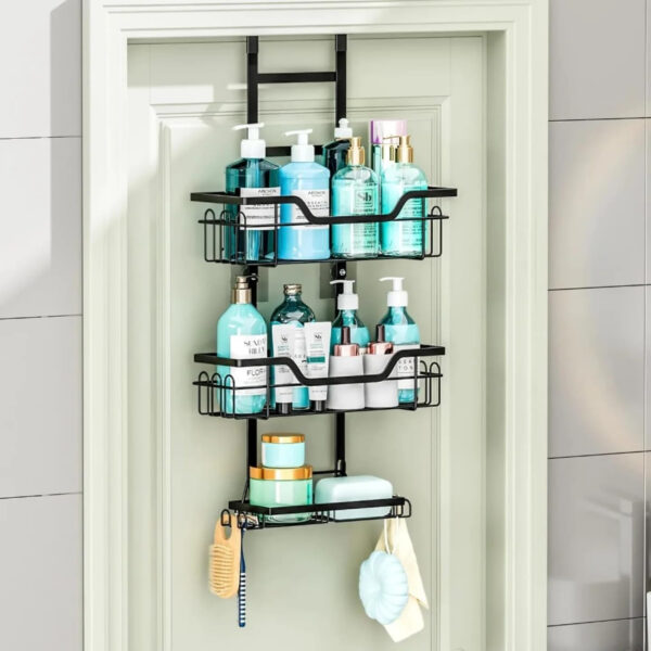 MIORAH 3-Tier Bathroom Shelf | Self Adhesive Wall Mount Rack | No Drilling Storage Organizer for Bathroom & Kitchen