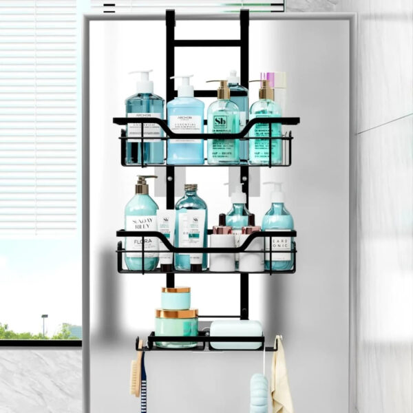 MIORAH 3-Tier Bathroom Shelf | Self Adhesive Wall Mount Rack | No Drilling Storage Organizer for Bathroom & Kitchen - Image 3