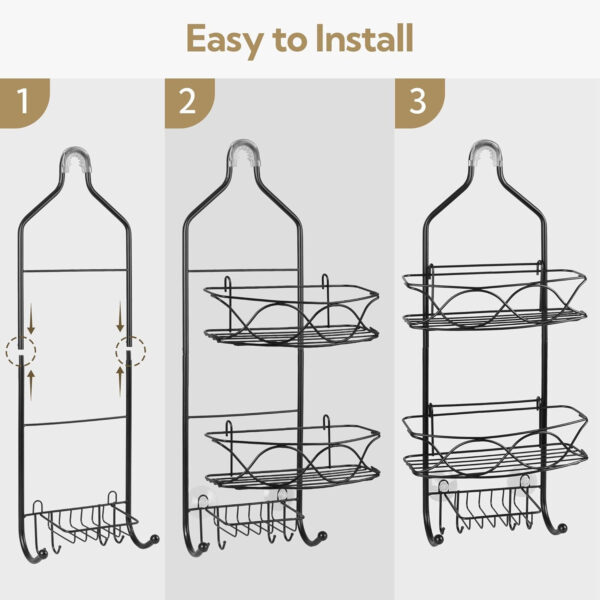 MIORAH 3-Tier Bathroom Shelf | Self Adhesive Wall Mount Rack | No Drilling Storage Organizer for Bathroom & Kitchen - Image 3