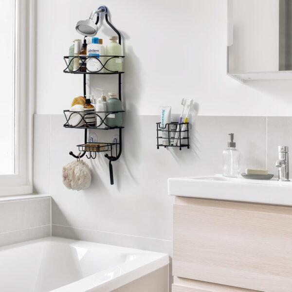 MIORAH 3-Tier Bathroom Shelf | Self Adhesive Wall Mount Rack | No Drilling Storage Organizer for Bathroom & Kitchen - Image 5