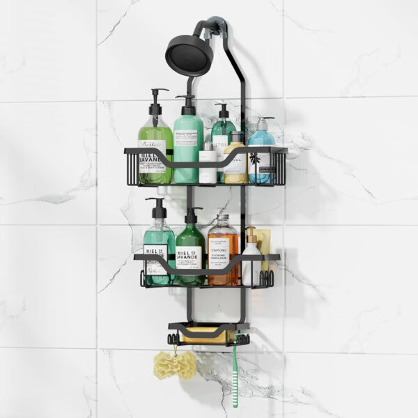 MIORAH 3-Tier Bathroom Shelf | Self Adhesive Wall Mount Rack | No Drilling Storage Organizer for Bathroom & Kitchen