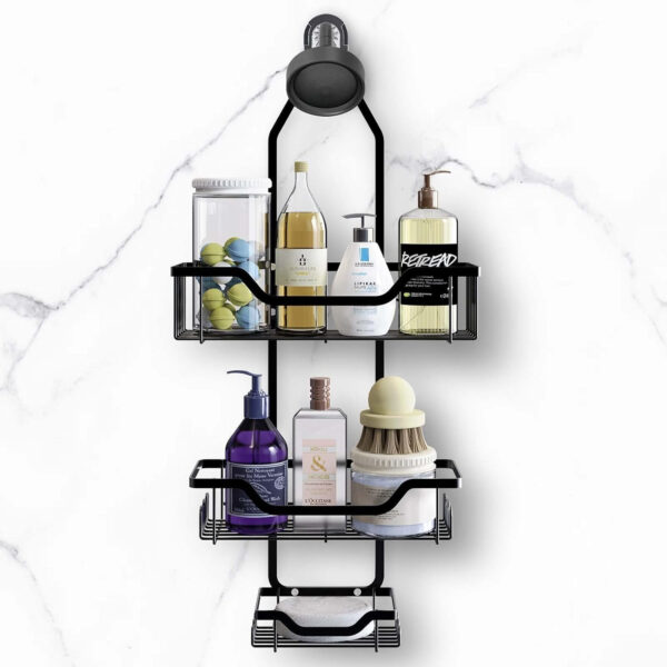 MIORAH 3-Tier Bathroom Shelf | Self Adhesive Wall Mount Rack | No Drilling Storage Organizer for Bathroom & Kitchen - Image 2