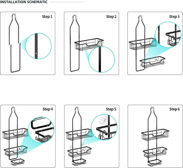 MIORAH 3-Tier Bathroom Shelf | Self Adhesive Wall Mount Rack | No Drilling Storage Organizer for Bathroom & Kitchen - Image 3