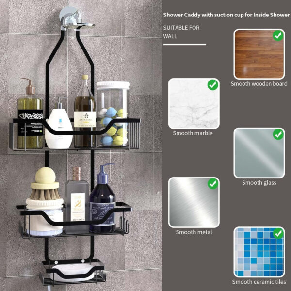 MIORAH 3-Tier Bathroom Shelf | Self Adhesive Wall Mount Rack | No Drilling Storage Organizer for Bathroom & Kitchen - Image 4