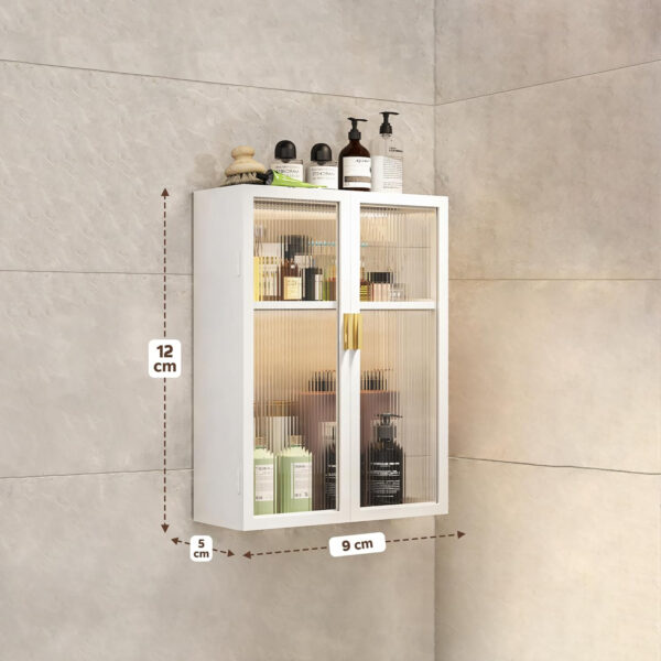 MIORAH Bathroom Storage Cabinet | Bathroom Accessories Set, Washroom Organiser Cabinet | 2 Layer, Space Saving Carbon Steel Shelf, White, 50 cm, Pack of 1 - Image 15