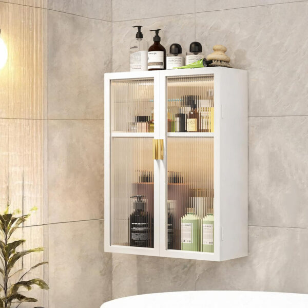 MIORAH Bathroom Storage Cabinet | Bathroom Accessories Set, Washroom Organiser Cabinet | 2 Layer, Space Saving Carbon Steel Shelf, Black, 50 cm, Pack of 1 - Image 13