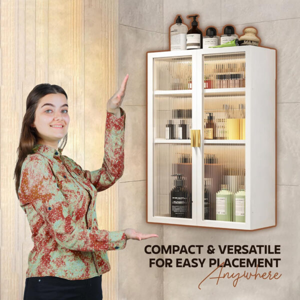 MIORAH Bathroom Storage Cabinet | Bathroom Accessories Set, Washroom Organiser Cabinet | 2 Layer, Space Saving Carbon Steel Shelf, Black, 50 cm, Pack of 1 - Image 10