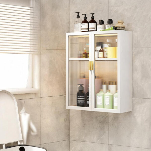 MIORAH Bathroom Storage Cabinet | Bathroom Accessories Set, Washroom Organiser Cabinet | 2 Layer, Space Saving Carbon Steel Shelf, Black, 50 cm, Pack of 1 - Image 20